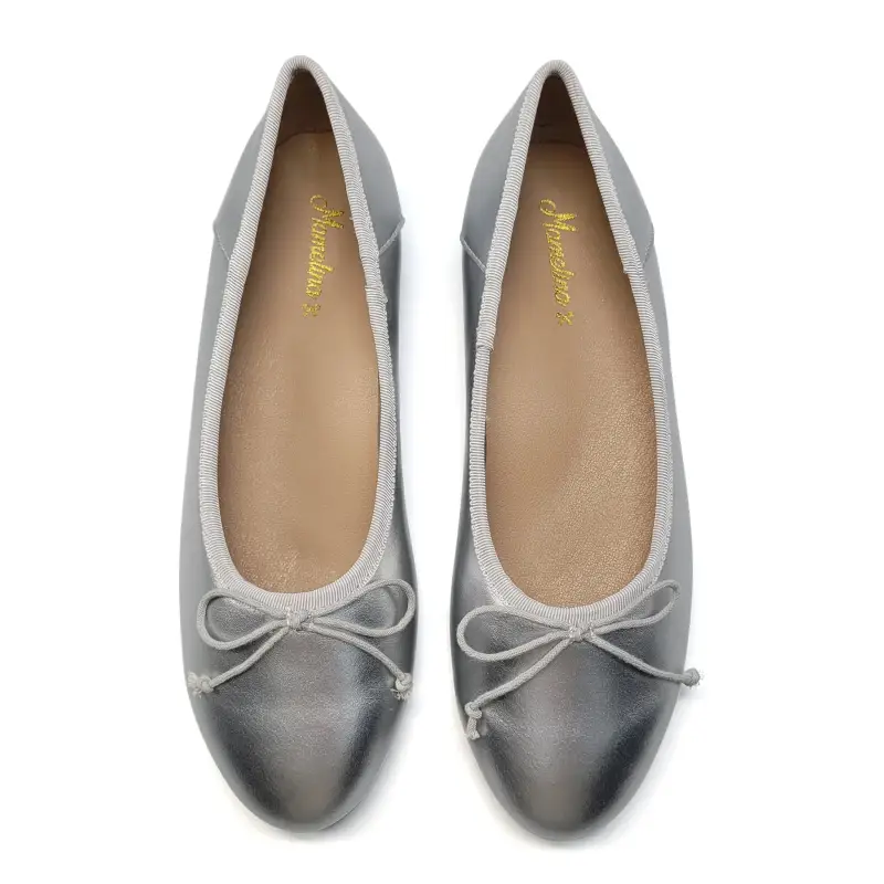 Mamelina Silver Metal Bow Ballet Flat - Image 2