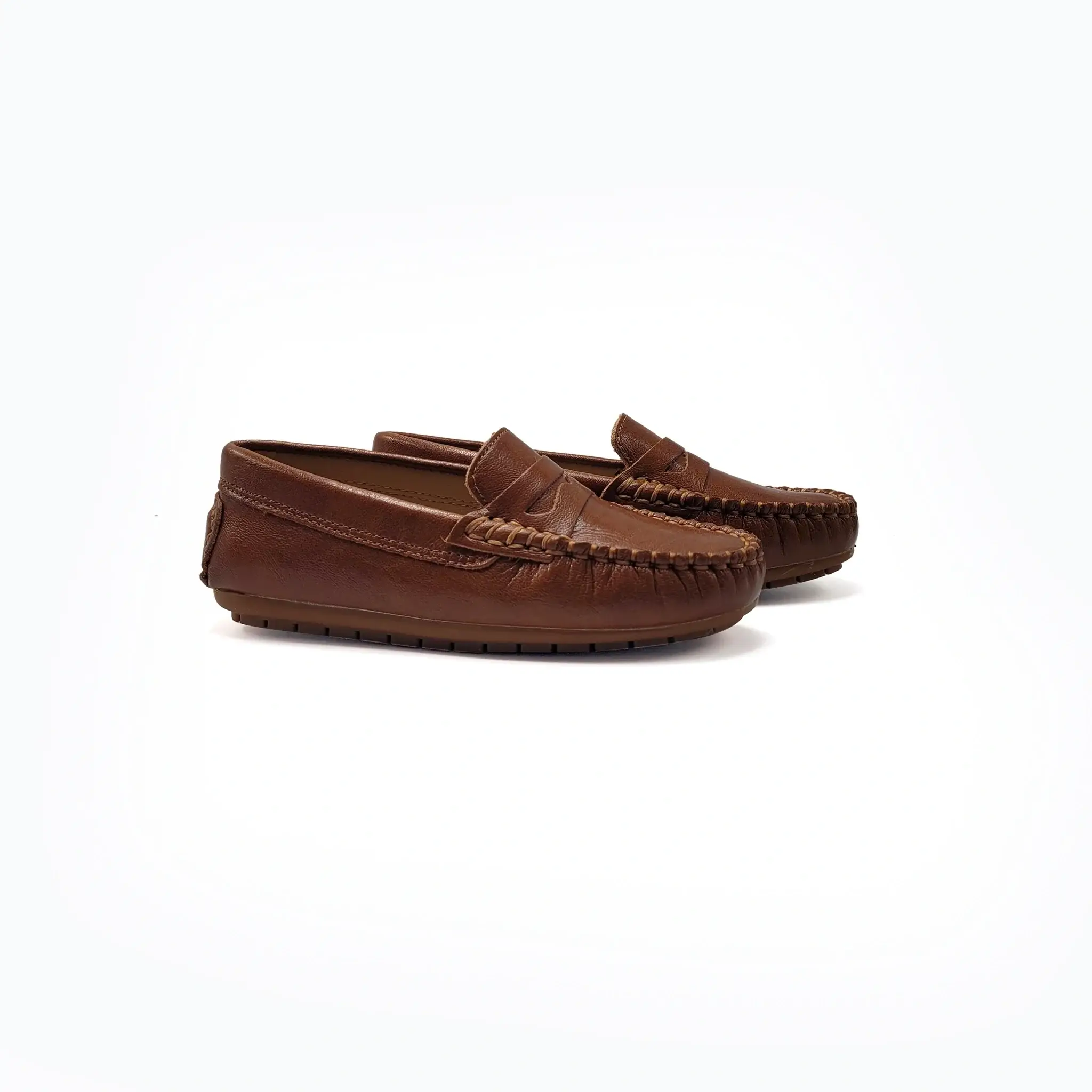 Mamelina Taupe Brown Leather Penny Loafer
