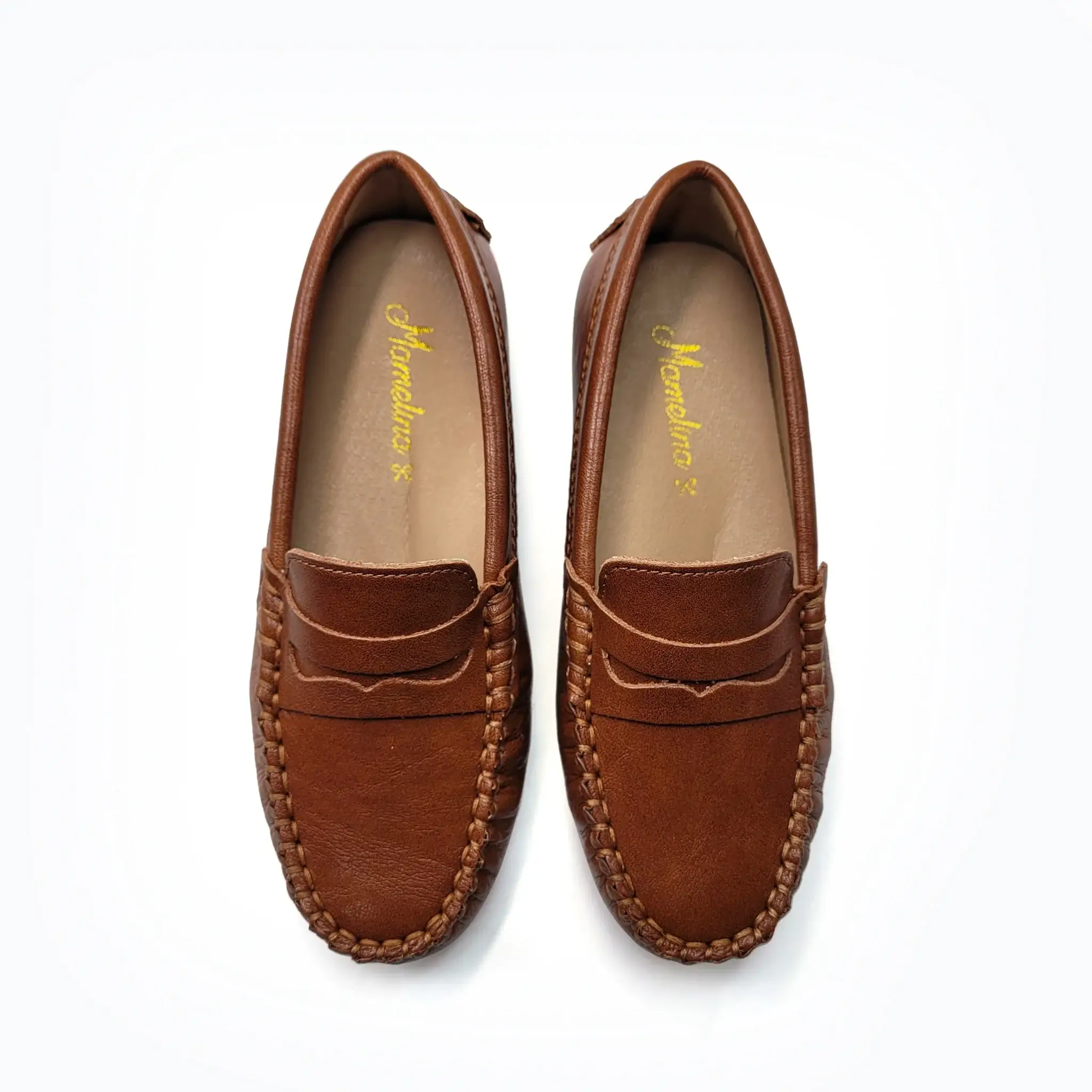 Mamelina Taupe Brown Leather Penny Loafer - Image 2
