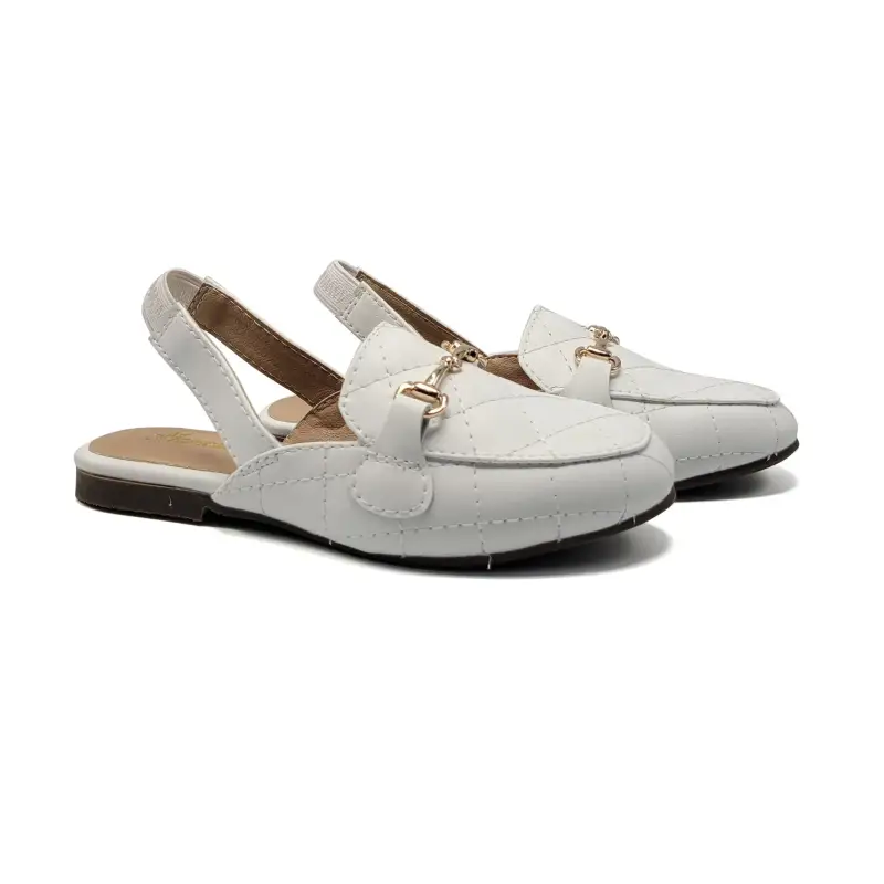 Mamelina White Quilted Chain Slingback