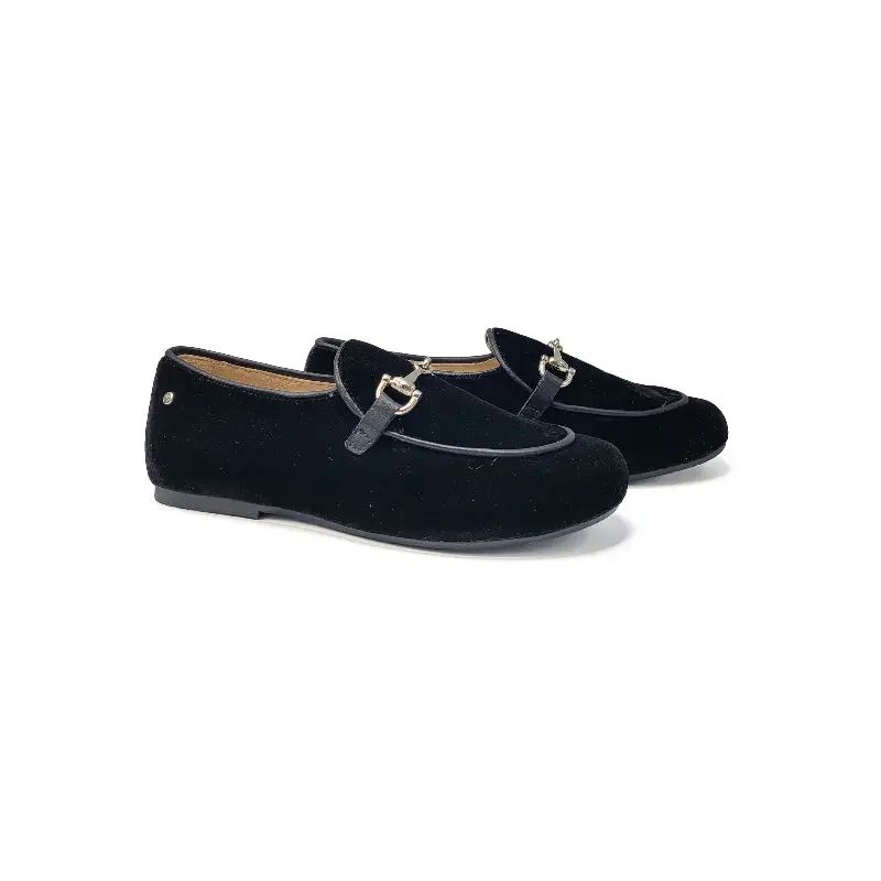 Manuela De Juan Black Velvet Chain Slip On