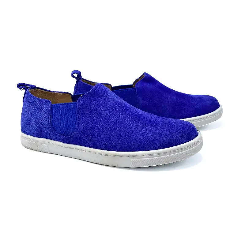 Manuela De Juan Cobolt Blue Nubuk Slip On Sneaker