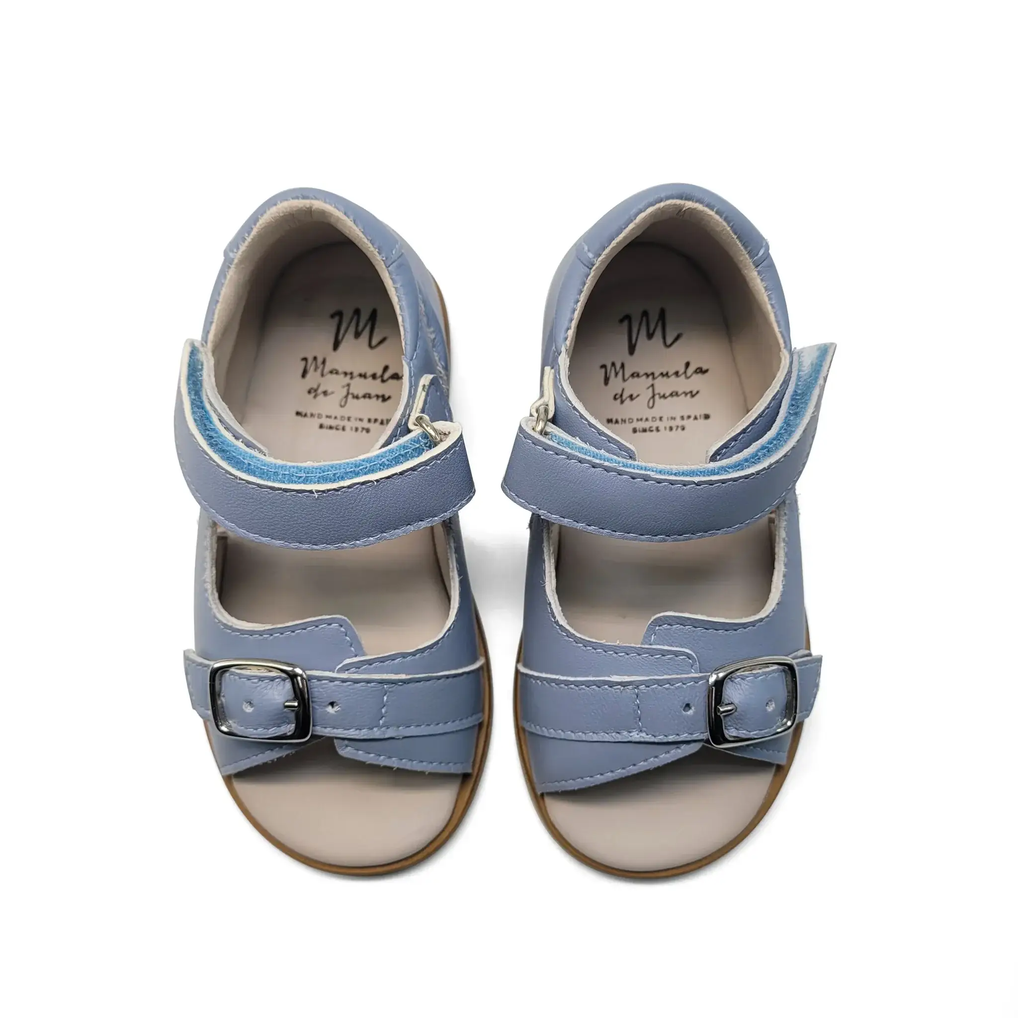 Manuela De Juan Dove Blue Velcro Sandal - Image 2