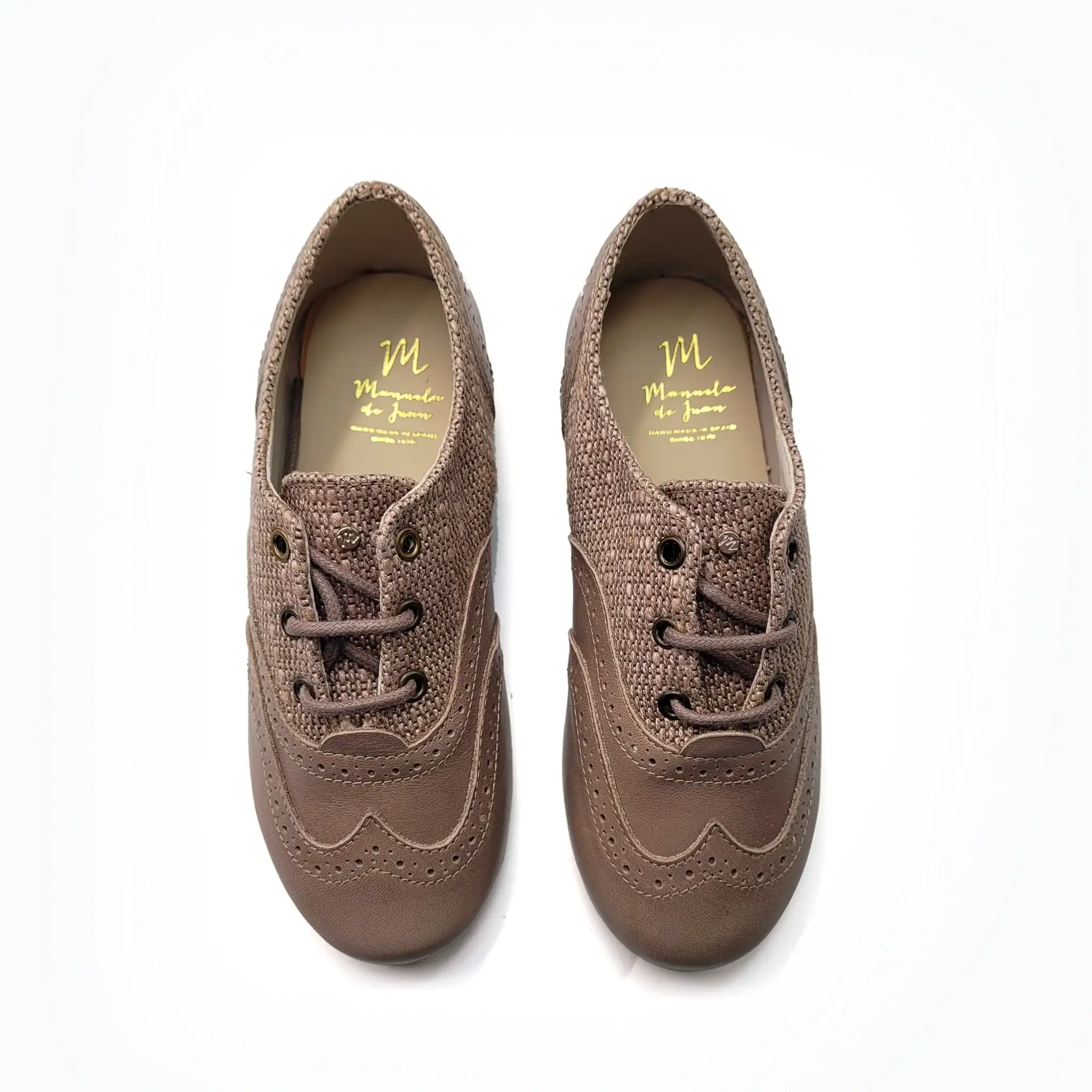 Manuela De Juan Elias Creamy Taupe Wingtip Oxford Dress Shoe - Image 2