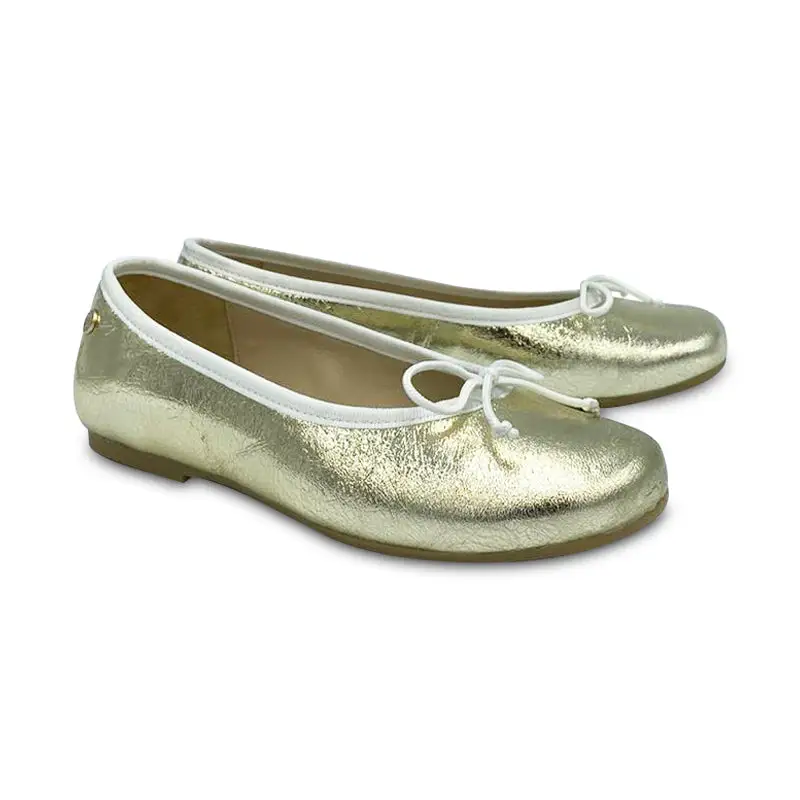 Manuela De Juan Gold Crash Leather Lyla Ballet Flat