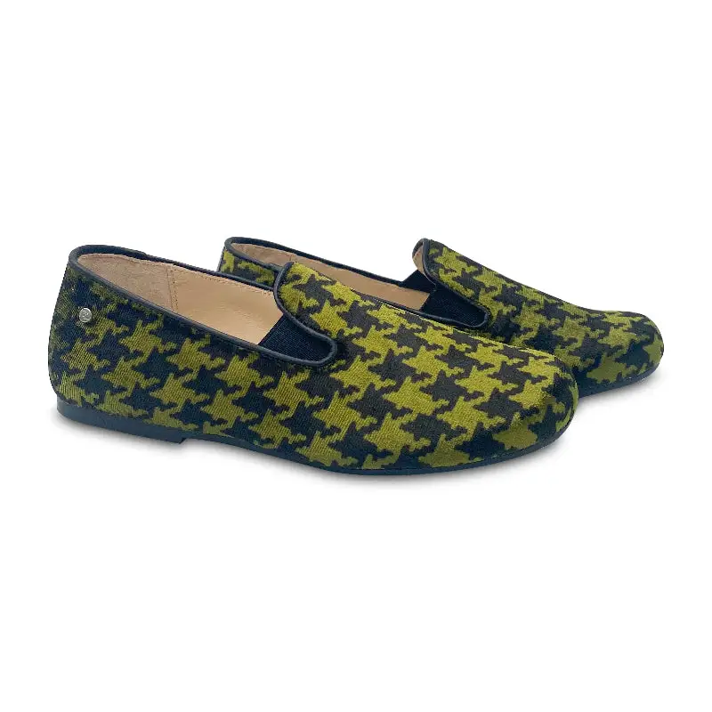 Manuela De Juan Green Velvet Houndstooth Smoking Shoe