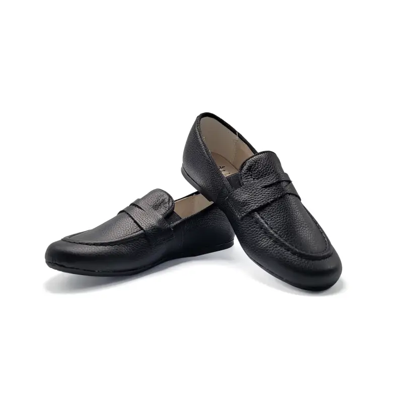 Manuela De Juan Miqueas Black Pebbled Penny Loafer - Image 2