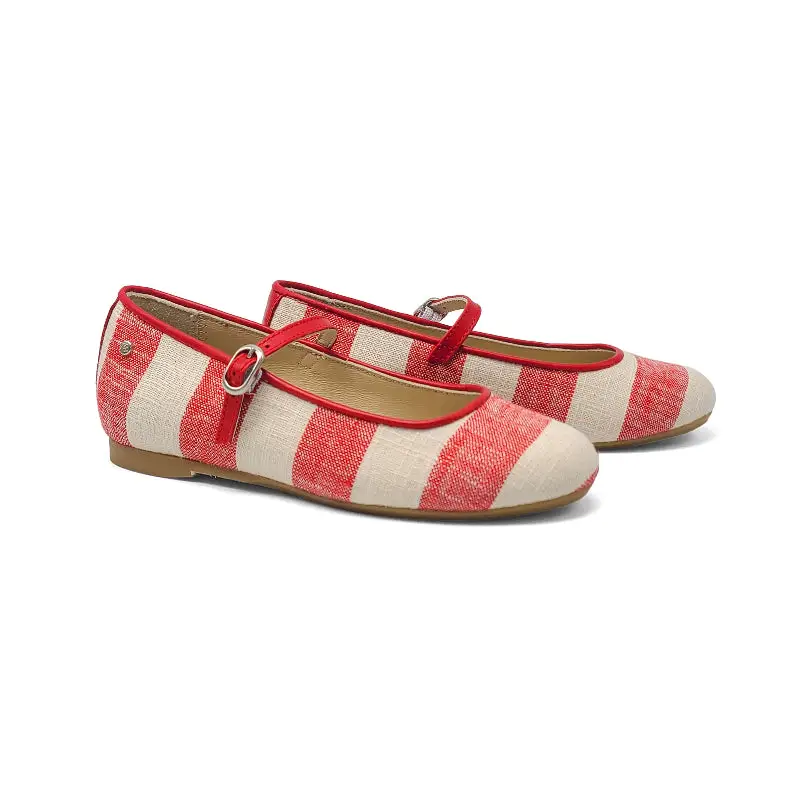 Manuela De Juan Red Togo Striped Mary Jane