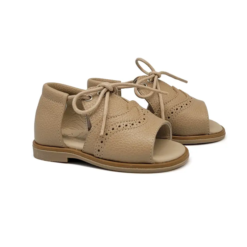 Manuela De Juan Rika Taupe Pebbled Baby Sandal S3122