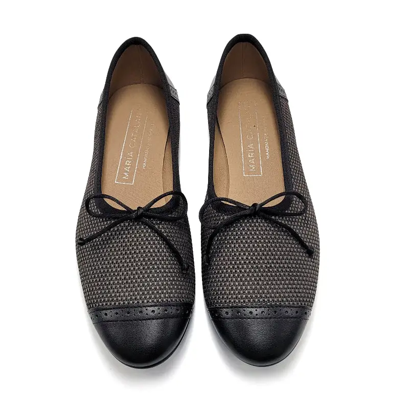 Maria Catalan Black Dot Toe Cap Ballet Flat 705726 - Image 3