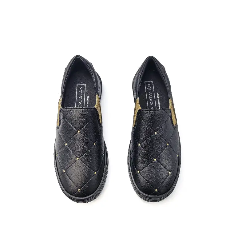 Maria Catalan Black Gold Dot Slip On Sneaker - Image 2