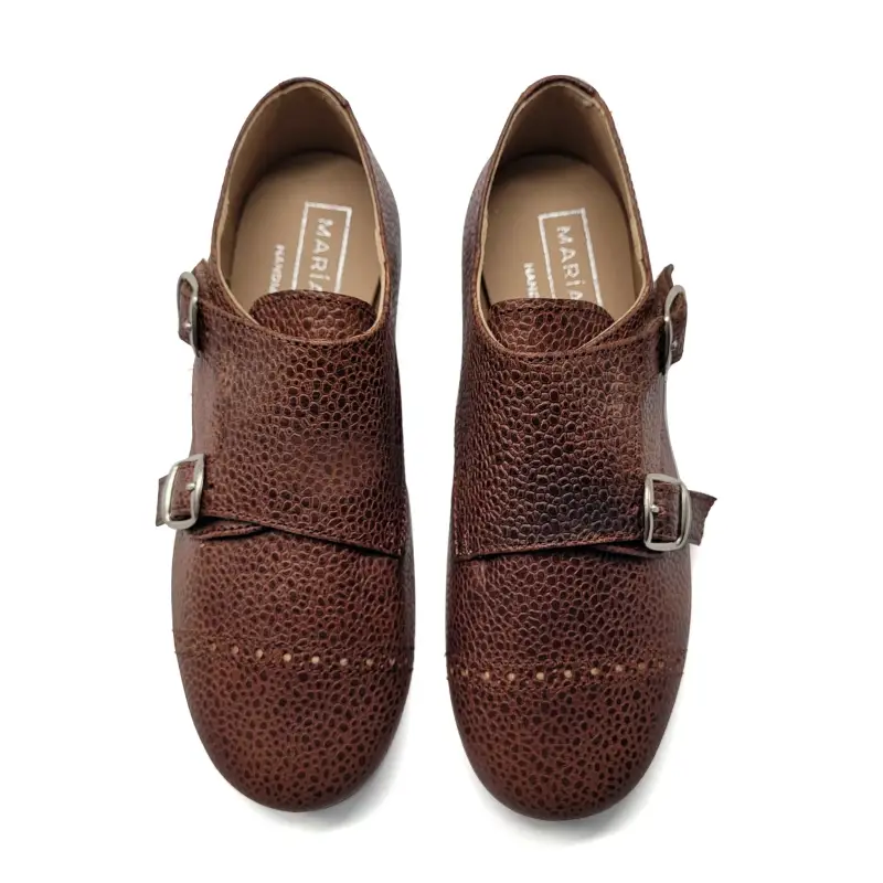 Maria Catalan Cognac Pebbled Velcro Monk Shoe - Image 2