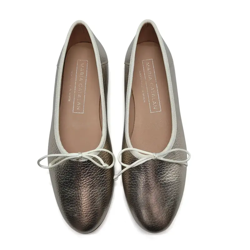 Maria Catalan Cracked Gold High Cut Ballet Flat - Image 2