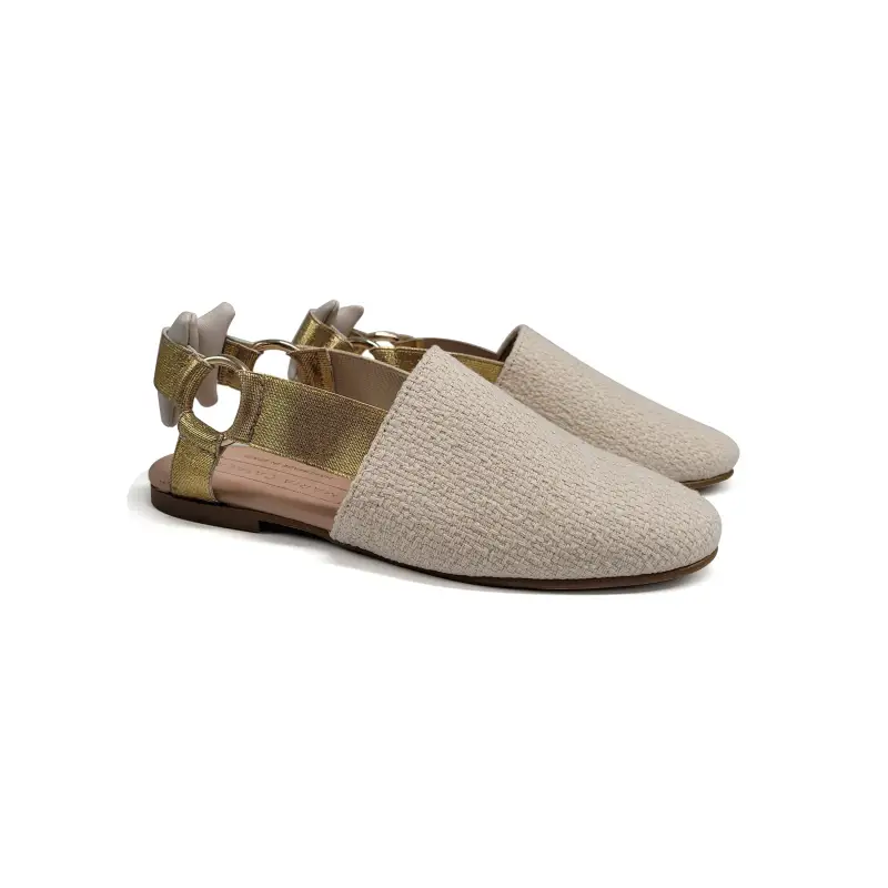 Maria Catalan Ivory Gold Slingback