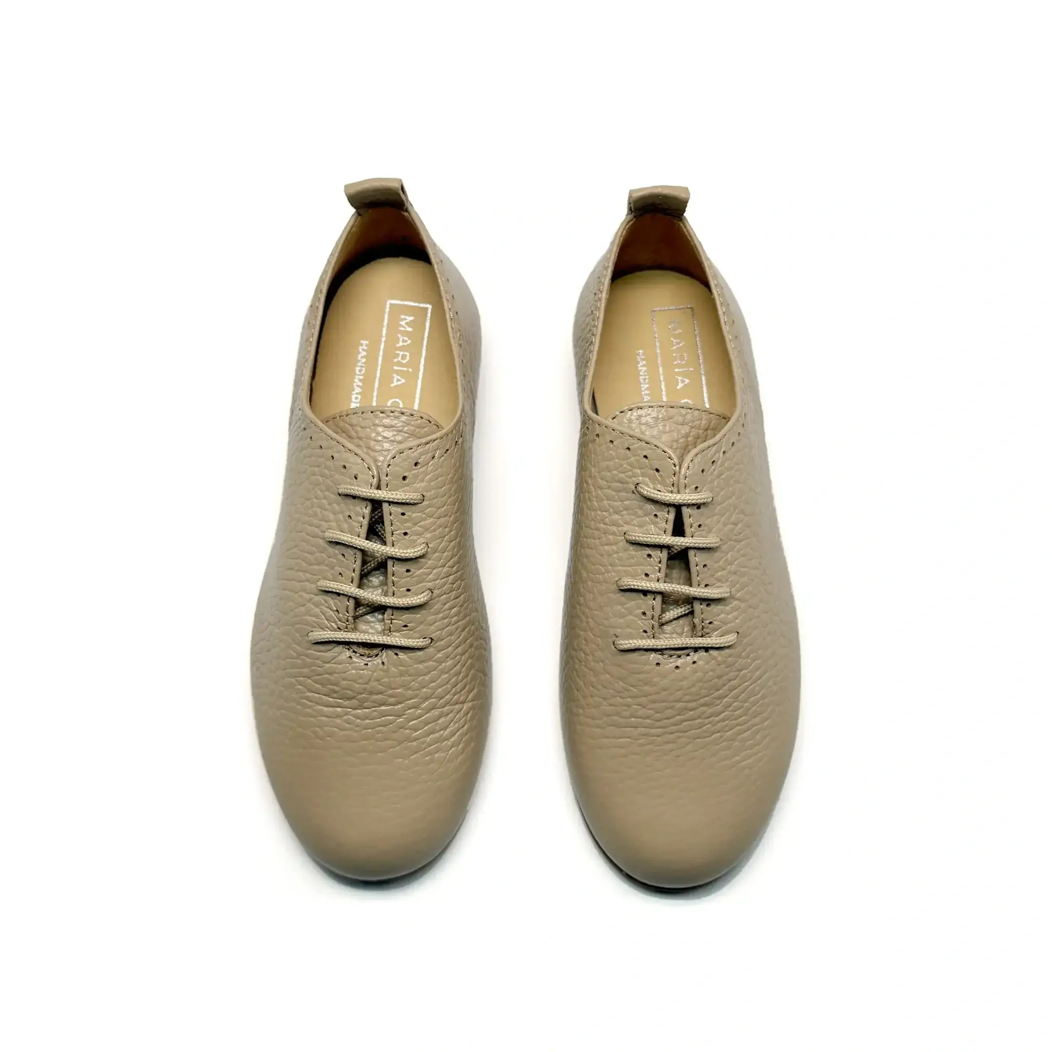 Maria Catalan Taupe Pebbled Lace Oxford Dress Shoe - Image 3