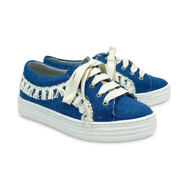 Maria Catlan Denim Tassel Lace Sneaker
