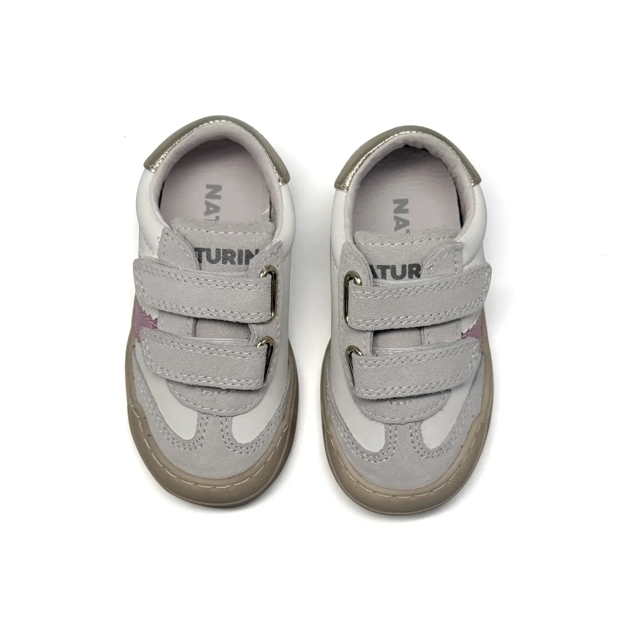 Naturino Riby Metalic Pink WHITE Velcro Sneaker - Image 2