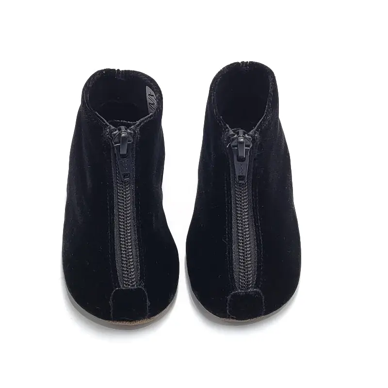 Pepe Black Velvet Front Zipper Bootie 225 - Image 3