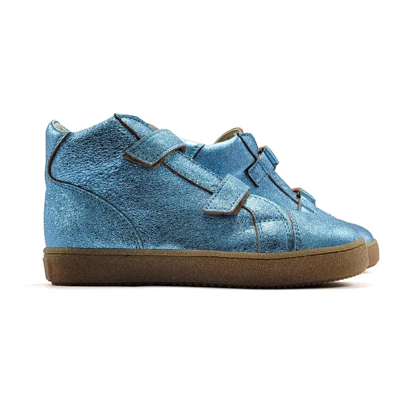 Pepe' Elsa Blue Metallic Velcro High Top Sneaker - Image 3