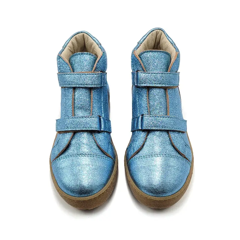 Pepe' Elsa Blue Metallic Velcro High Top Sneaker - Image 4