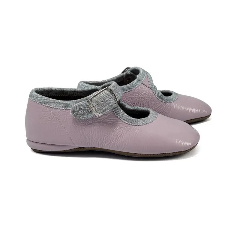 Pepe Lilac Patent Silver Trim Soft Sole Mary Jane