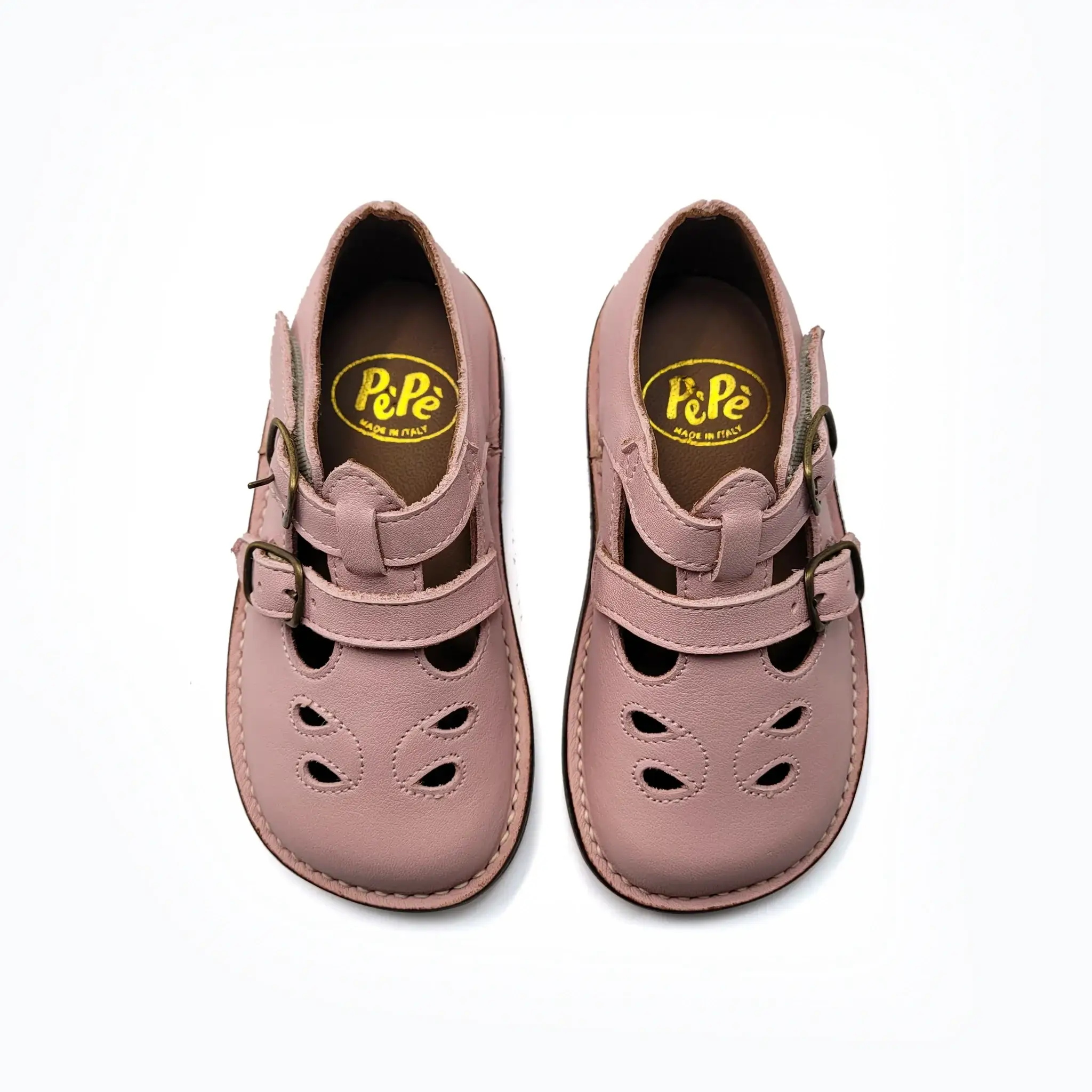 PEPE` Dusty Rose Pink Leather Double T-Strap - Image 4