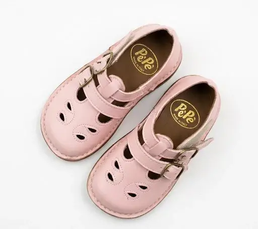 PEPE` Dusty Rose Pink Leather Double T-Strap - Image 5
