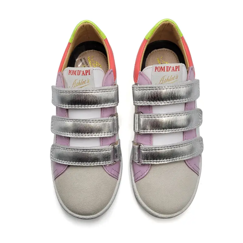 Pom D'Api Top White Glitter Velcro Sneaker - Image 2