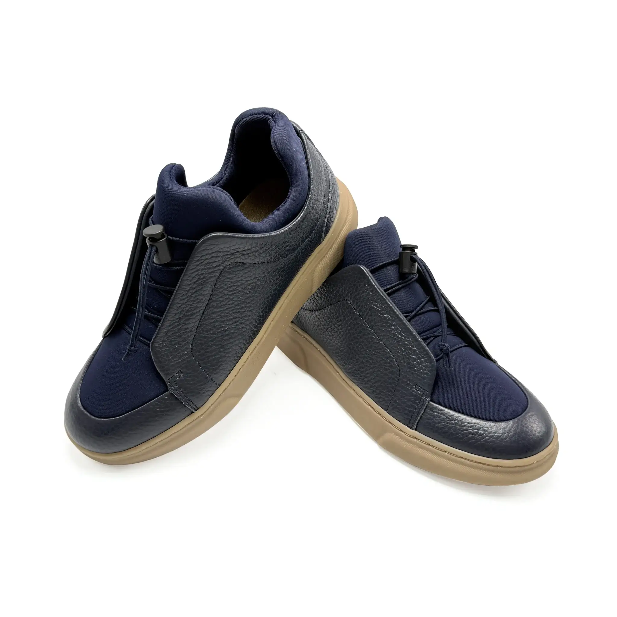 Porte Navy Leather No Tie Sneaker - Image 2