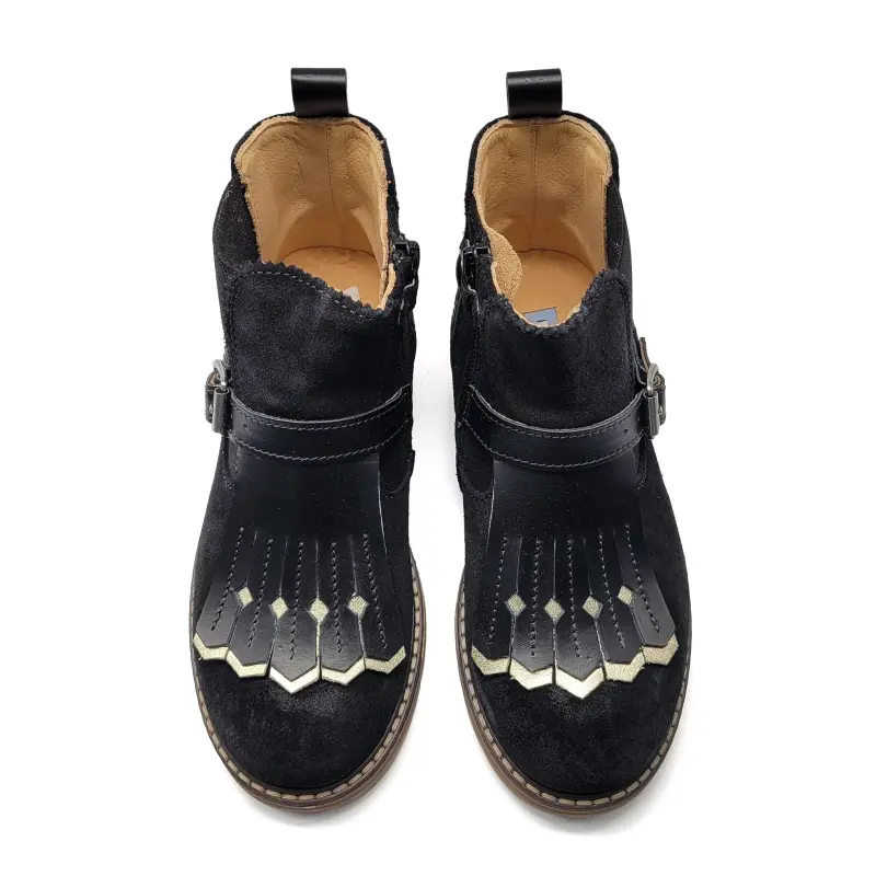 Rondinella Black Suede Leather Fringe Bootie - Image 2