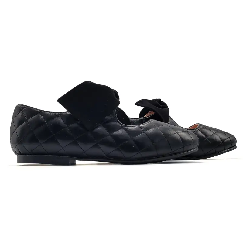 Ruth Secret Black Quilt Leather Bow Mary Jane - Image 2