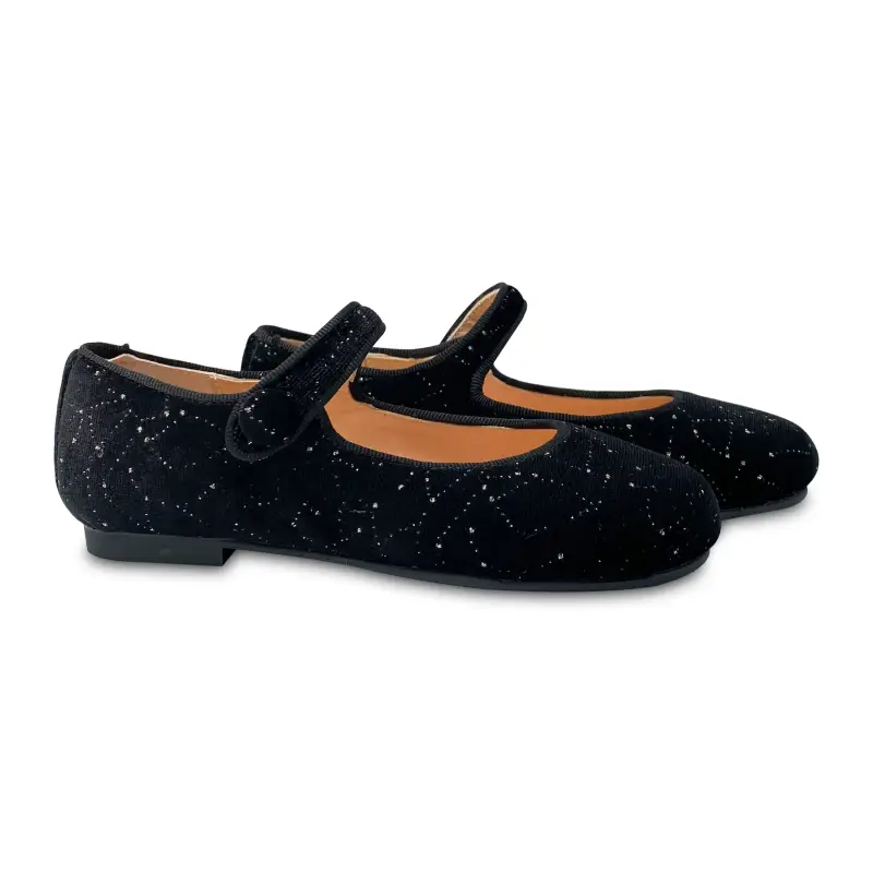 Ruth Secret Black Velvet Silver Sparkle Galaxy Mary Jane