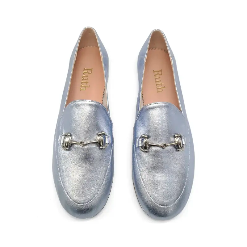 Ruth Secret Light Blue Metallic Chain Slip On - Image 2