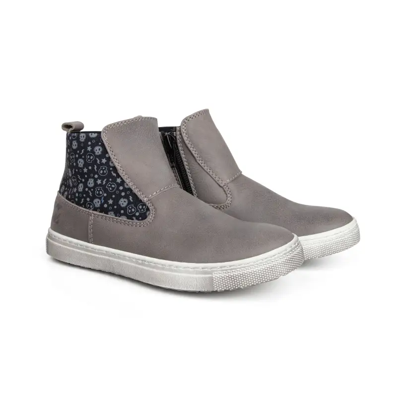 Shoe  Grey Leather Elastic Boot