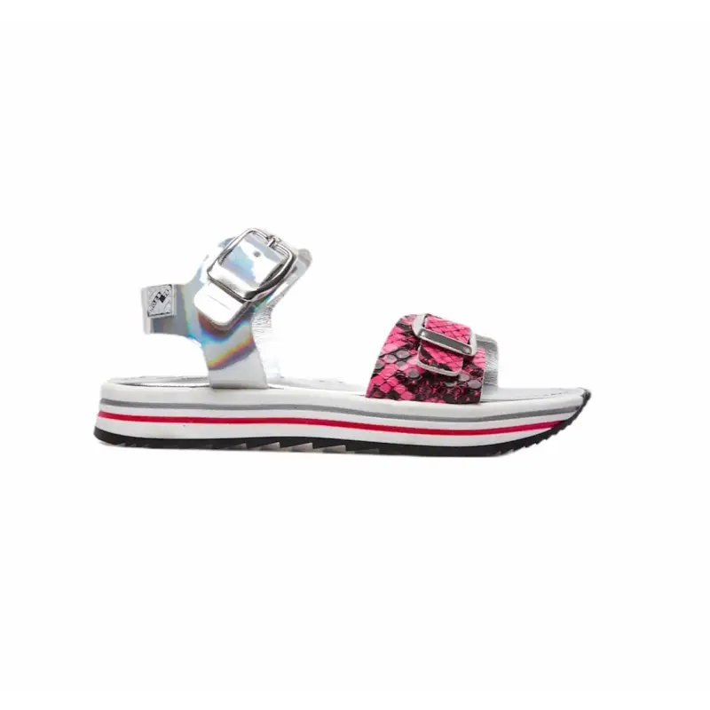 Shoe b 76 Pink Silver Snake Print Sandal - Image 2