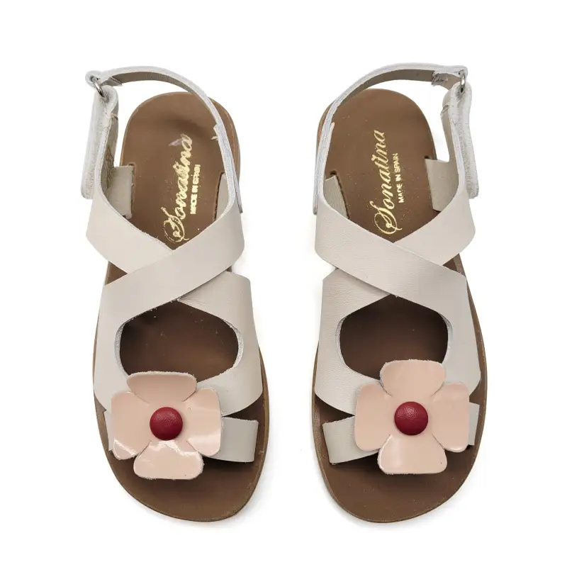 Sonatina Margarita White Peach Bordeaux Flower Sandal - Image 2