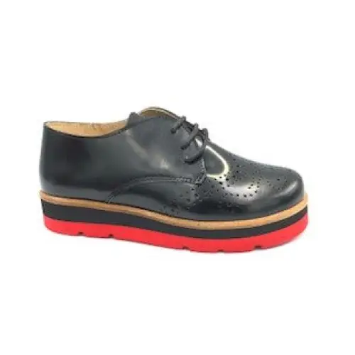 TNY Black Leather Red Sole Laced Oxford